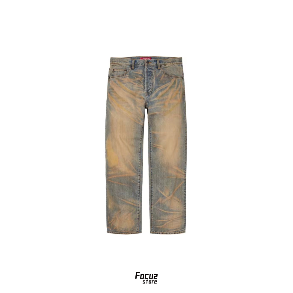 【Focus Store】現貨秒發 Supreme FW25 Week1 Regular Jean "Dirty Indigo" 髒染 印花直筒牛仔褲