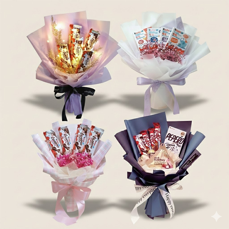 健達繽紛樂巧克力條滿天星零食花束,kinder_bueno_bars_bouquet