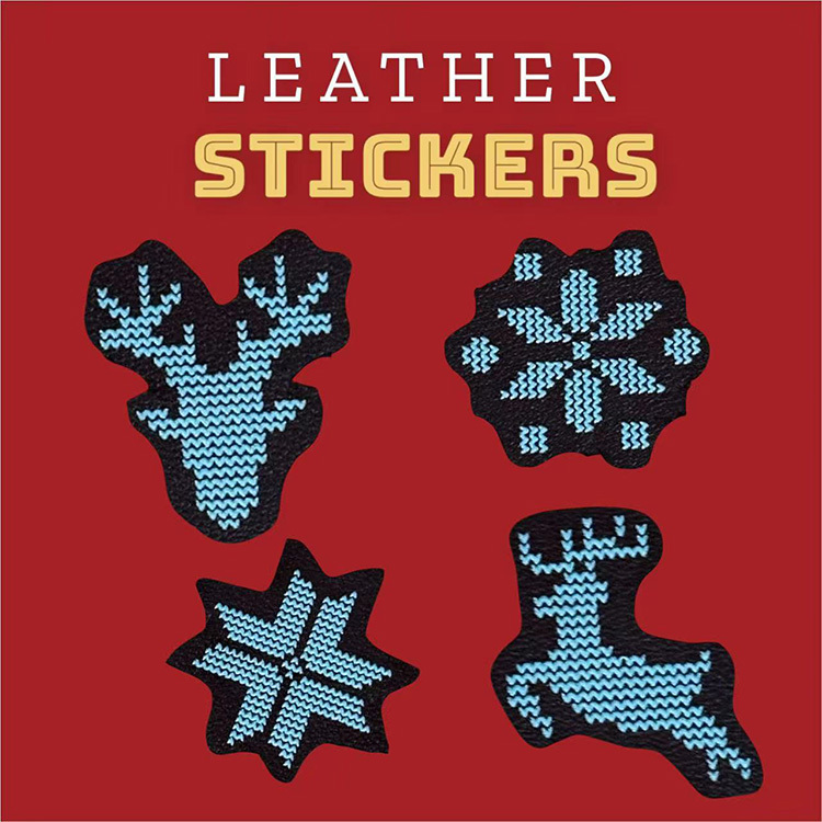 聖誕節皮革裝飾標貼 - 組合 D