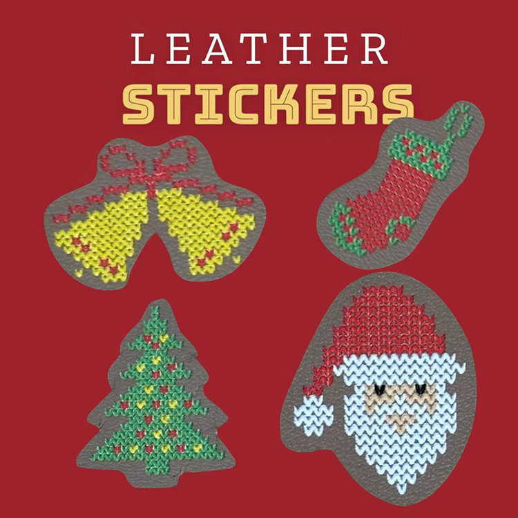 聖誕節皮革裝飾標貼 - 組合 B