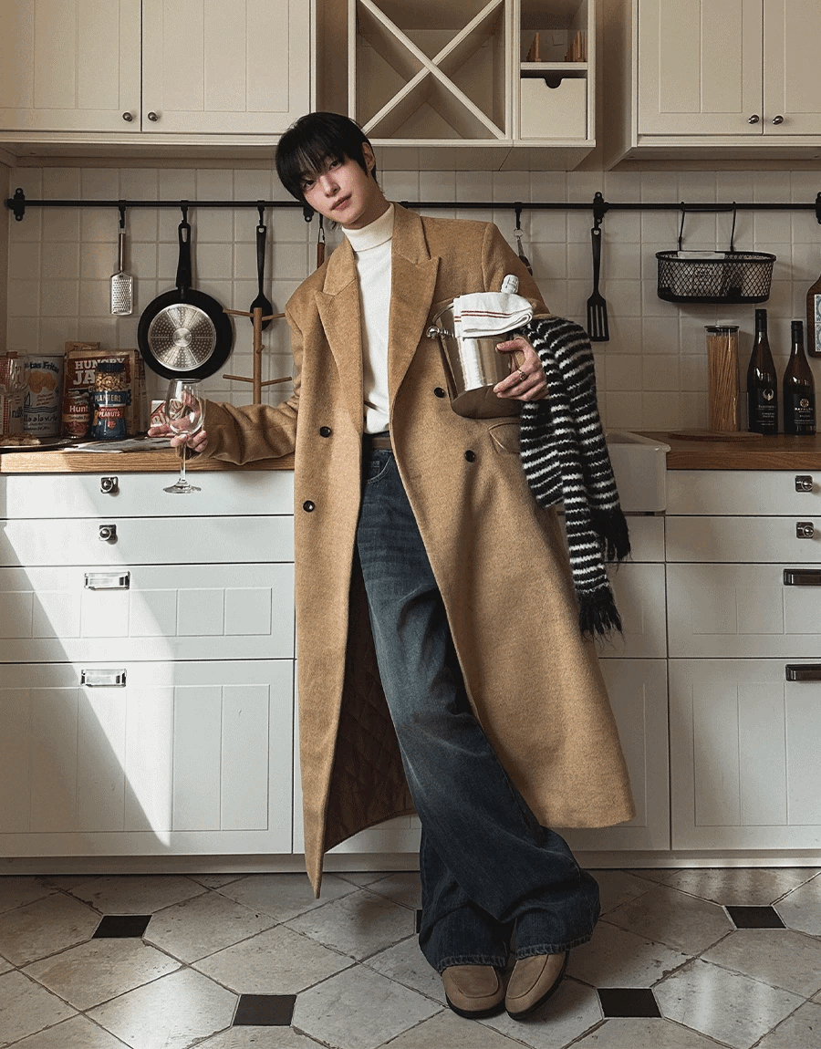 聖徒羊毛雙排扣大衣