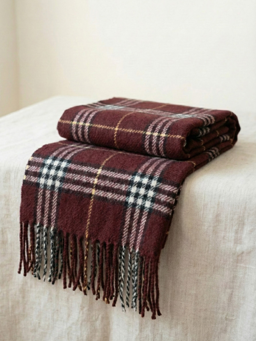 輕暖經典英倫蘇格蘭格紋流蘇圍巾