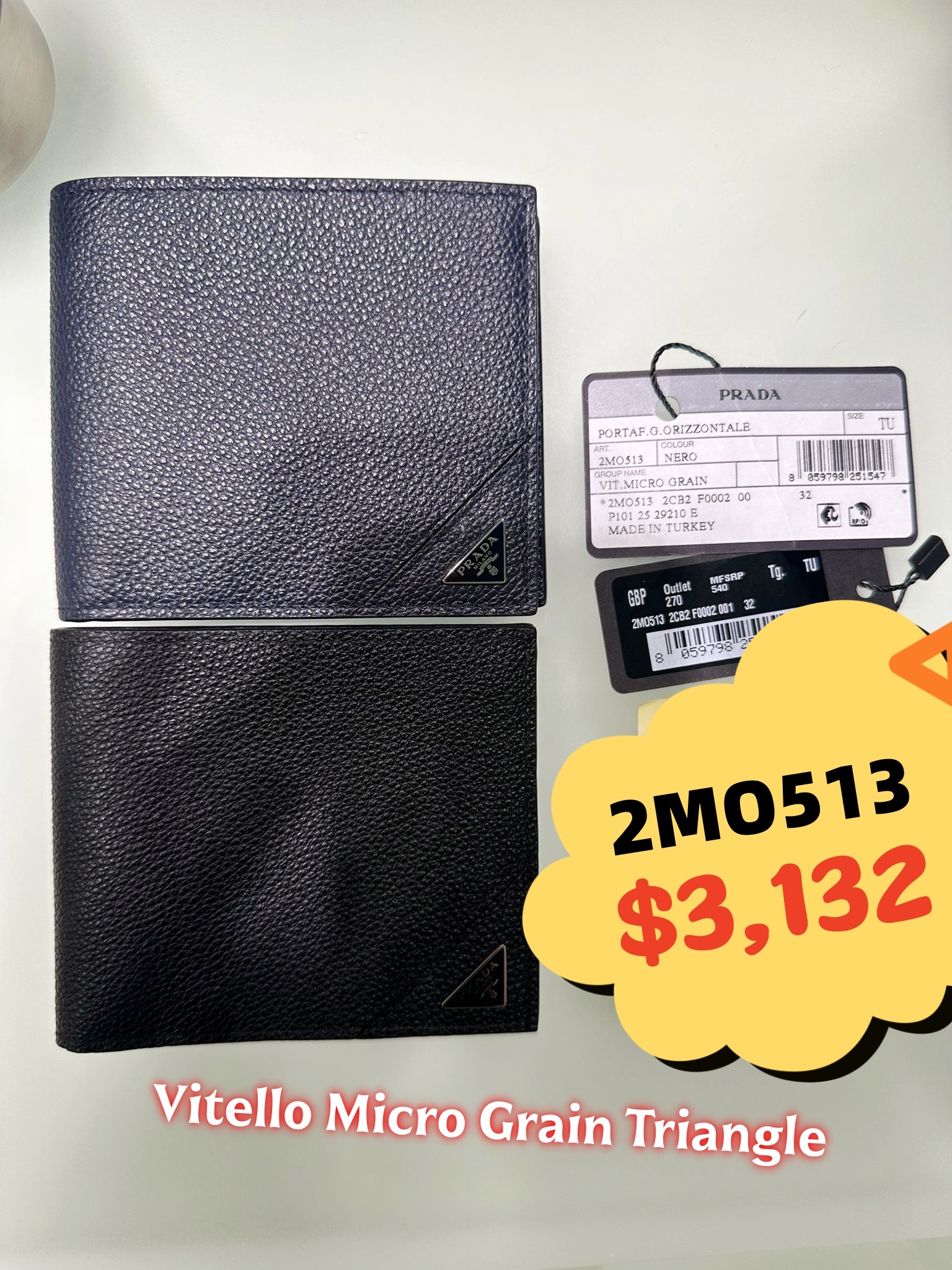 英國代購 -PRA DA 2MO513 Vitello Micro Grain Triangle