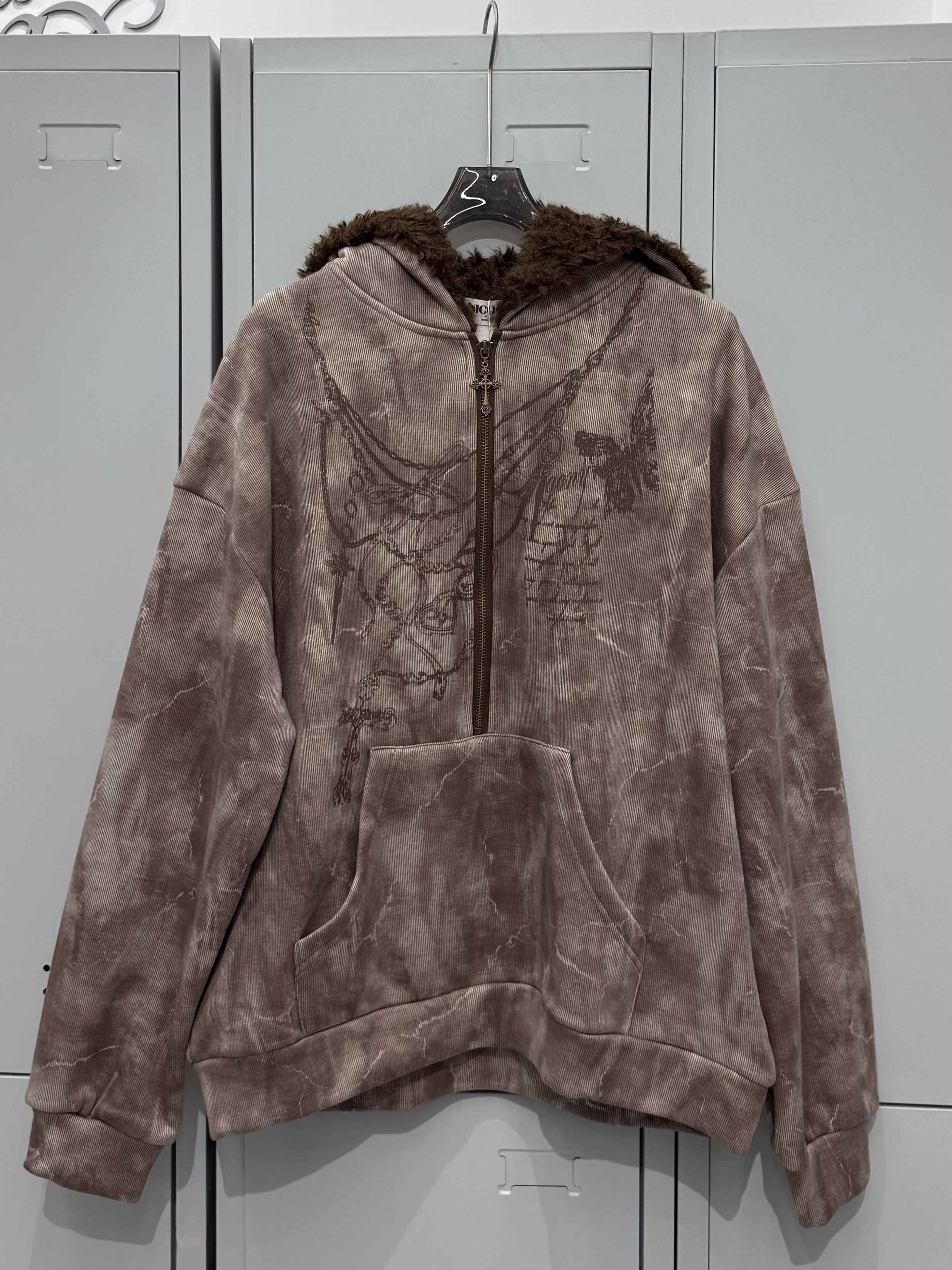 暈染廢土加厚奧麗絨連帽上衣