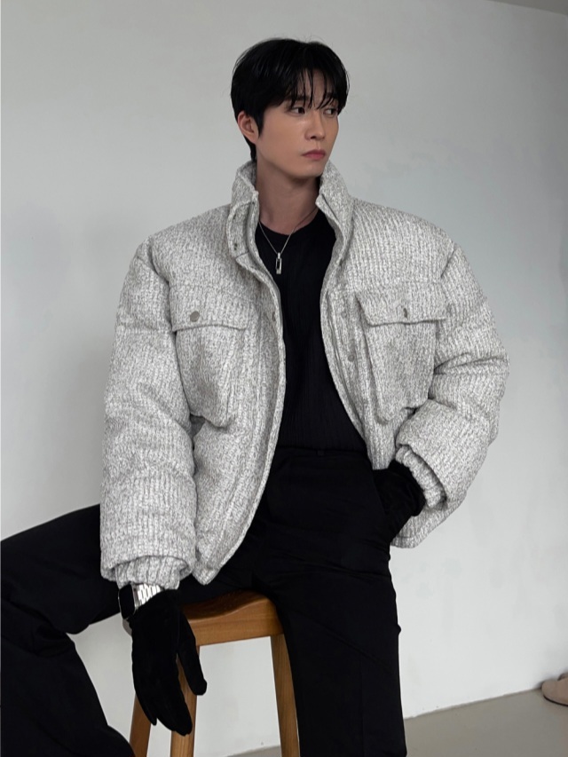 Anur 粗花呢針織羽絨外套