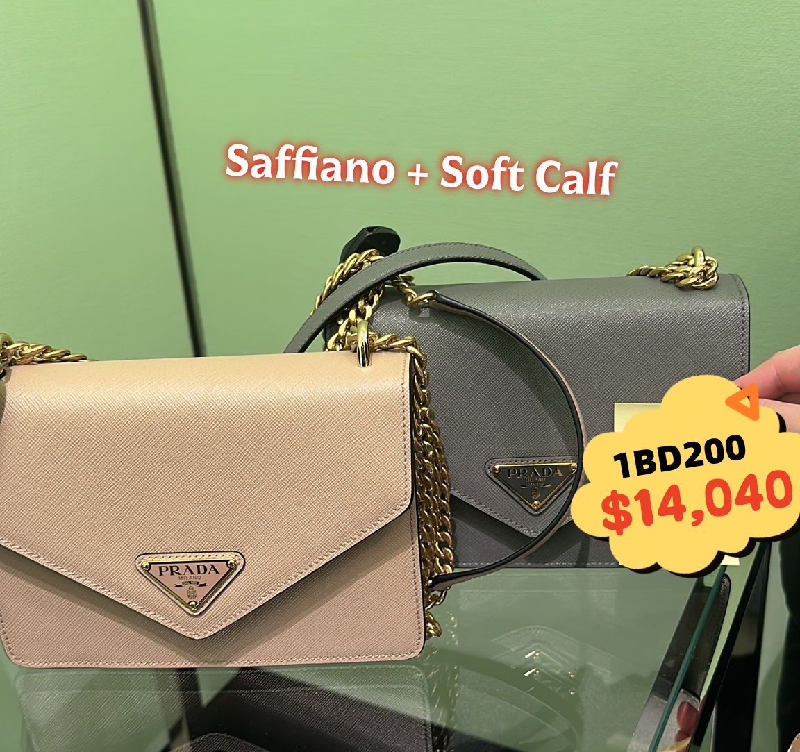 英國代購 (獨立訂單)-PRA DA Saffiano + Soft Calf 1BD200