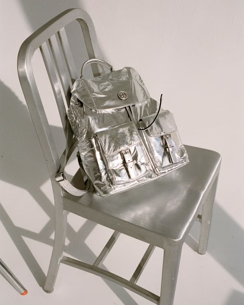 【預購】TORY BURCH H123179 VIRGINIA METALLIC FLAP BACKPACK