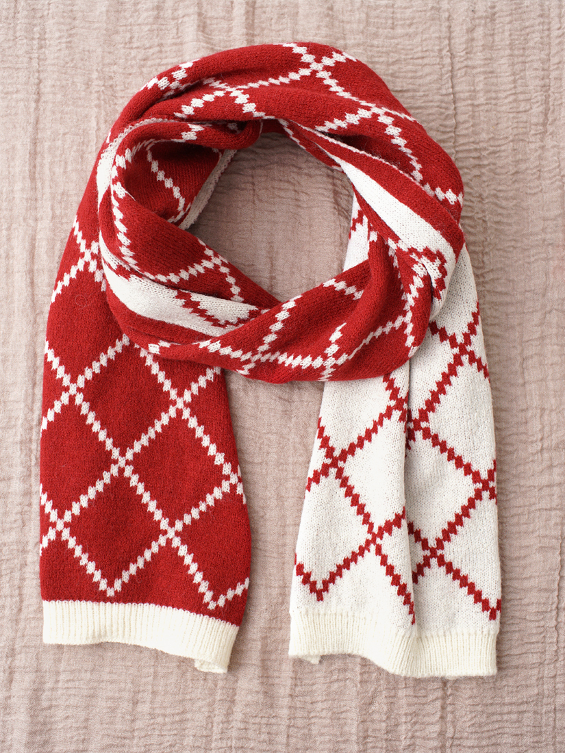 學院菱形織紋保暖圍巾