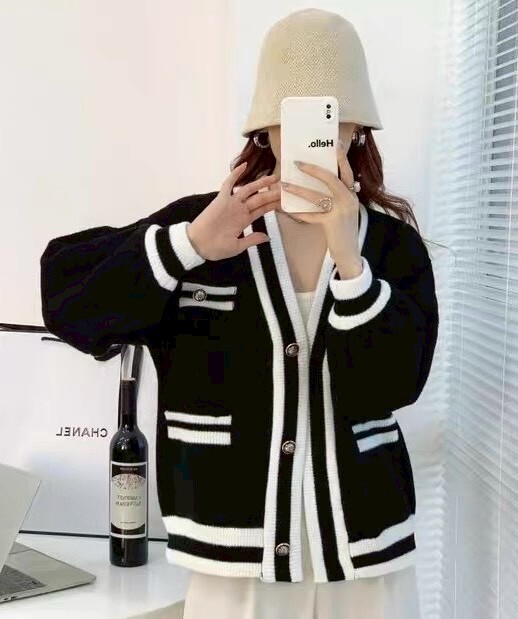 小香風滾邊毛海針織外套