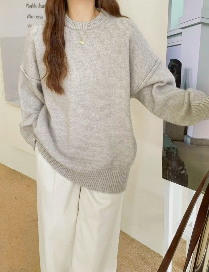 韓版外車縫素面針織衣