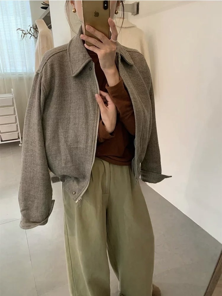 363 韓系簡約毛呢外套