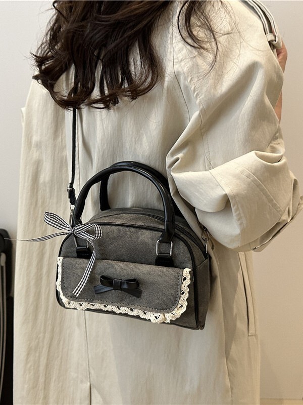 K-Style Lace Bow Boston Bag