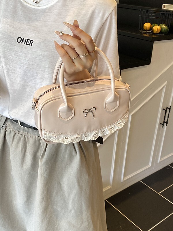 K-Style Minimal Solid Color Trendy Bowling Bag