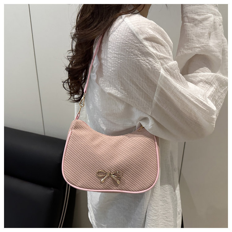 French Chic Solid Color Shoulder Bag with Bow