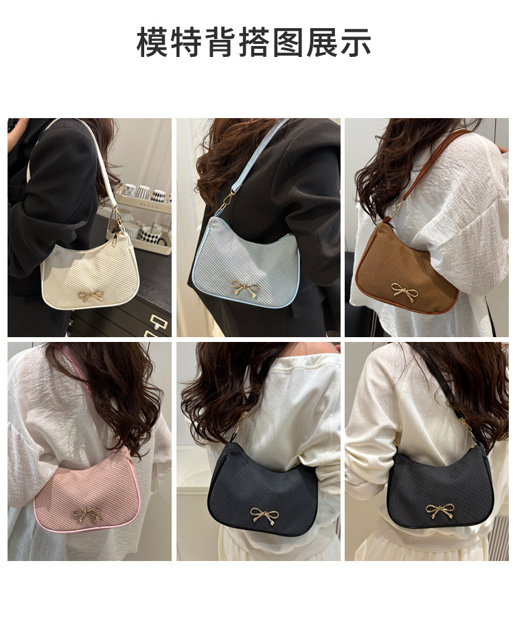 French Chic Solid Color Shoulder Bag with Bow