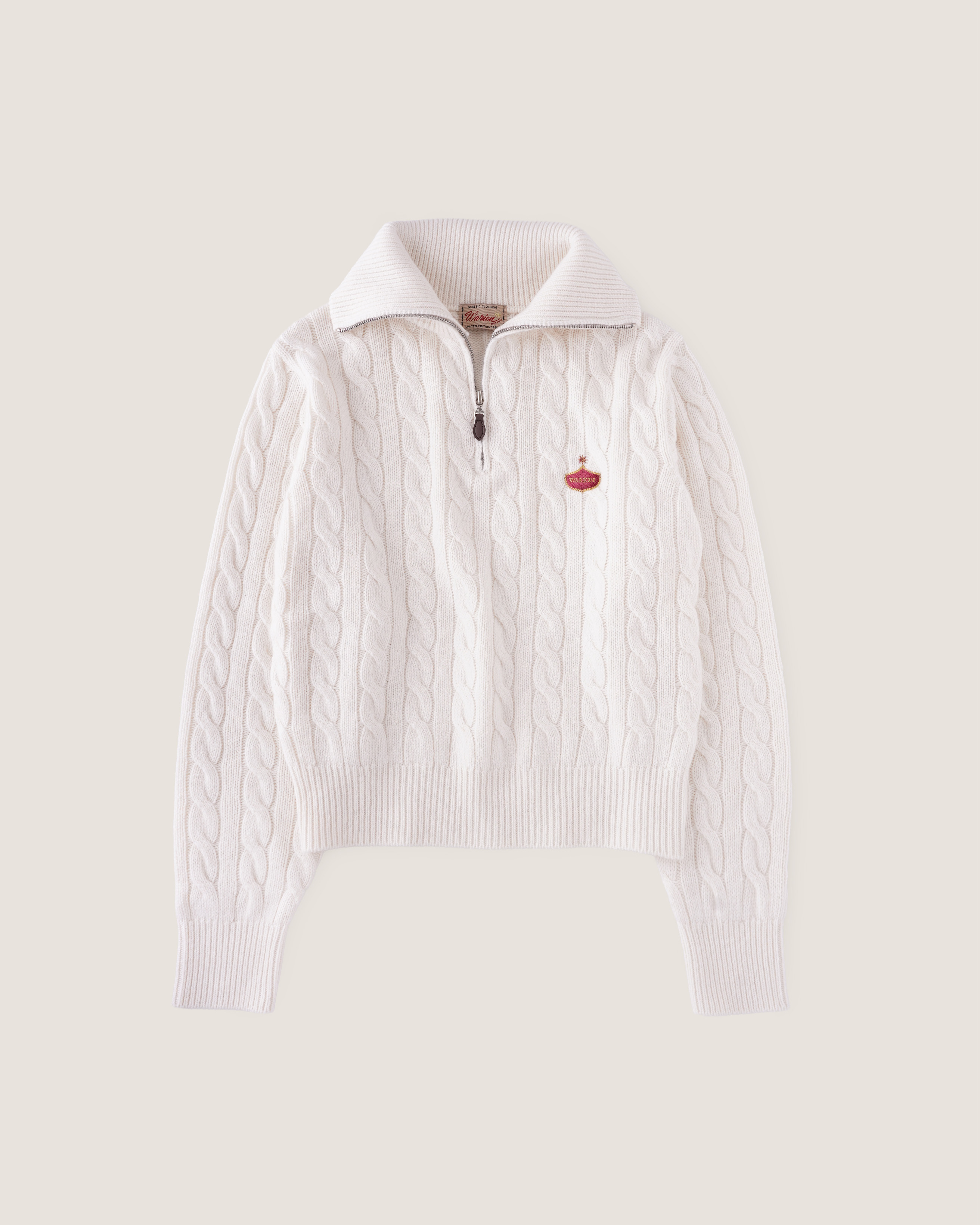 Classic Zip-Up Knit - White