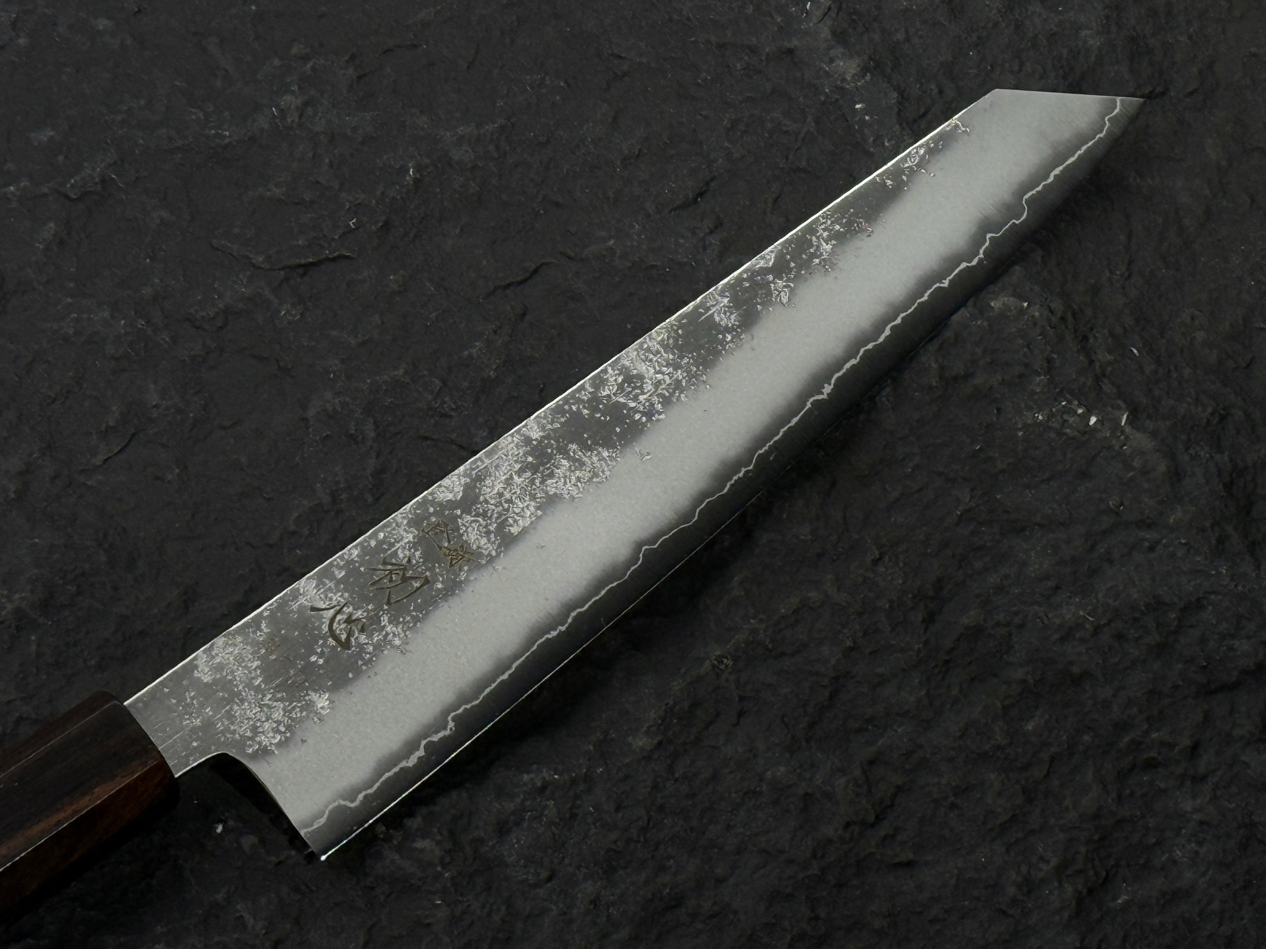初心 銀嶺 銀三鋼 梨地 切付牛刀 黑檀柄