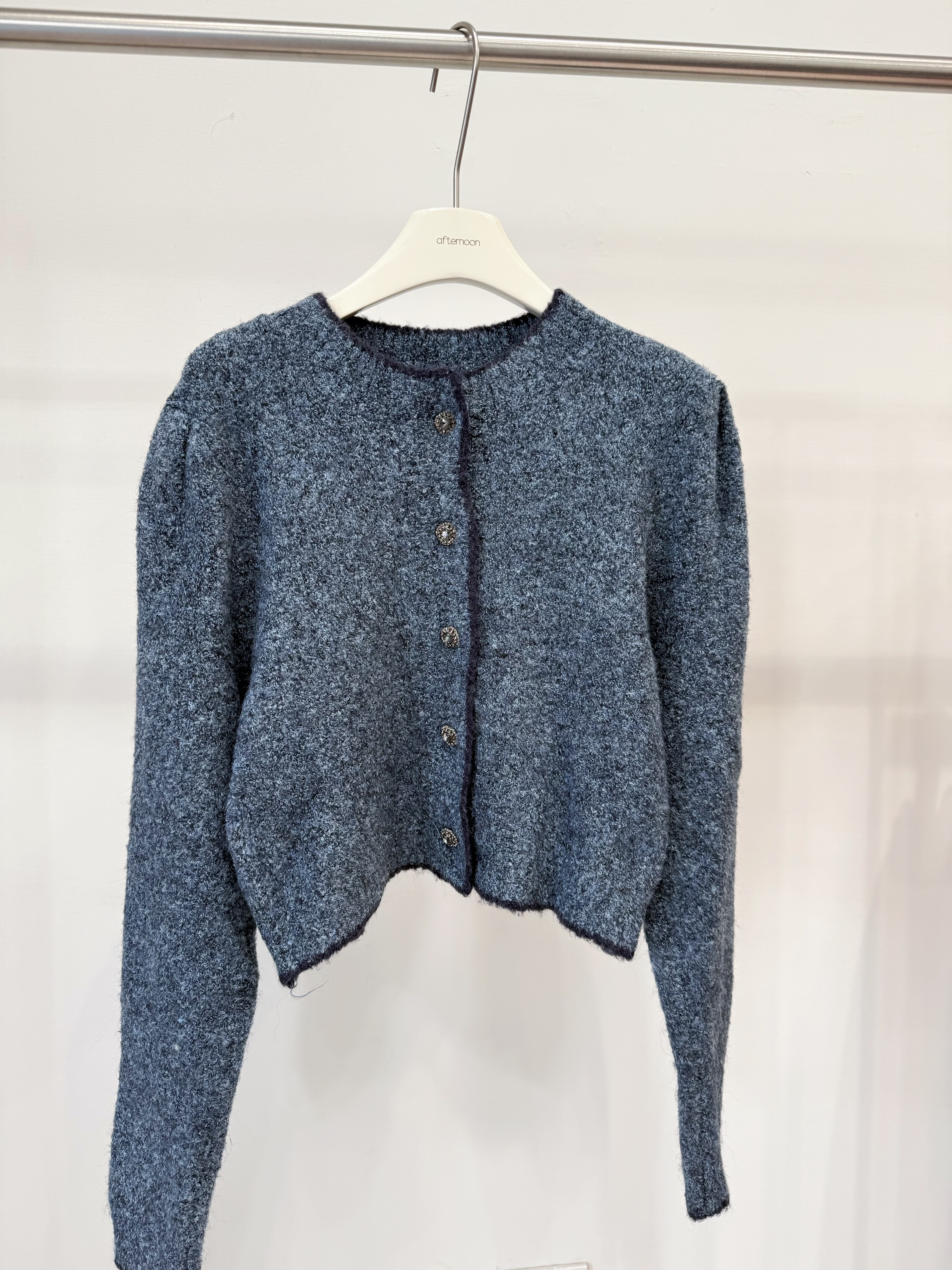 6048 復古華麗藍鑽釦針織衫