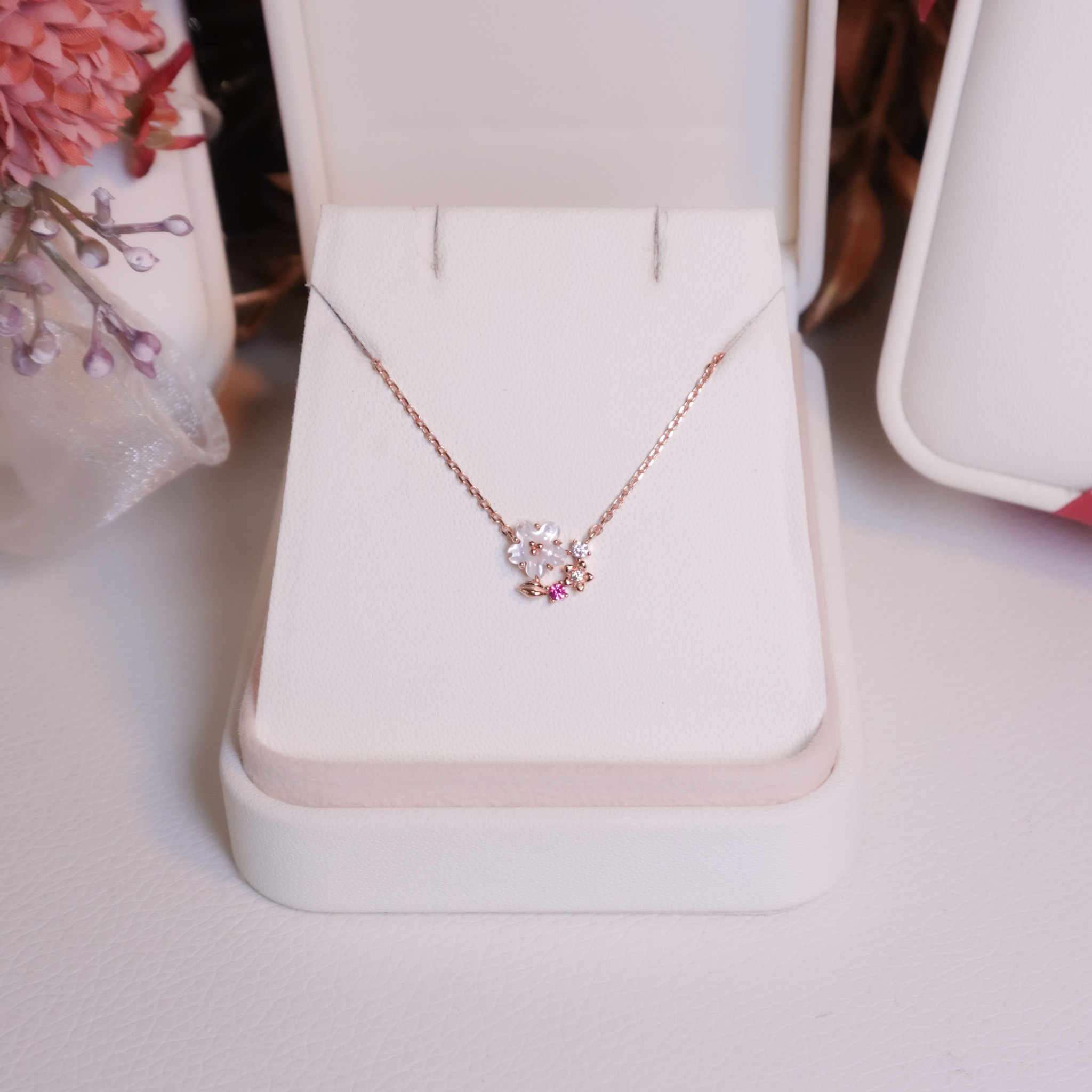 | 925純銀・ 厚鍍玫瑰金 | 花花項鍊 (銀/玫瑰金) | NE1572 |