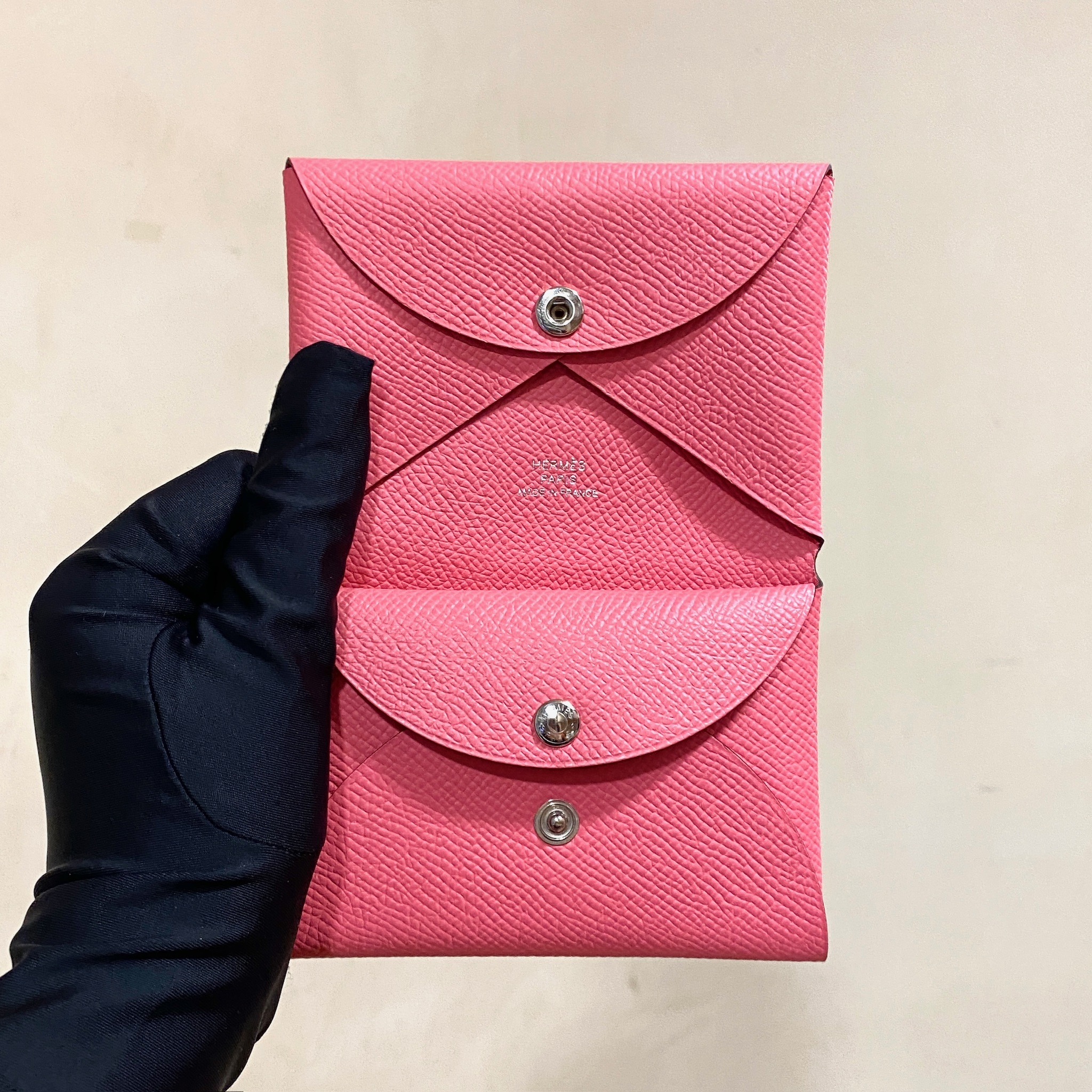 Unused] Hermes calvi duo cardholder epsom stamp B r