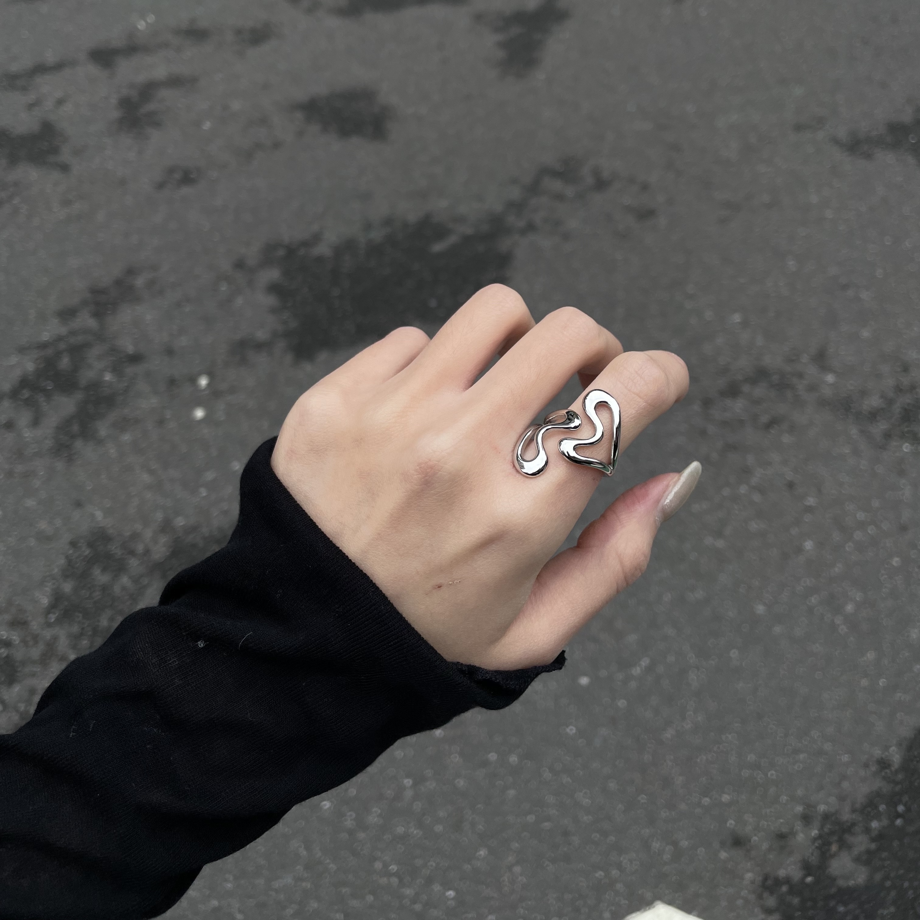 BOHM PARIS-雙愛心開口戒指