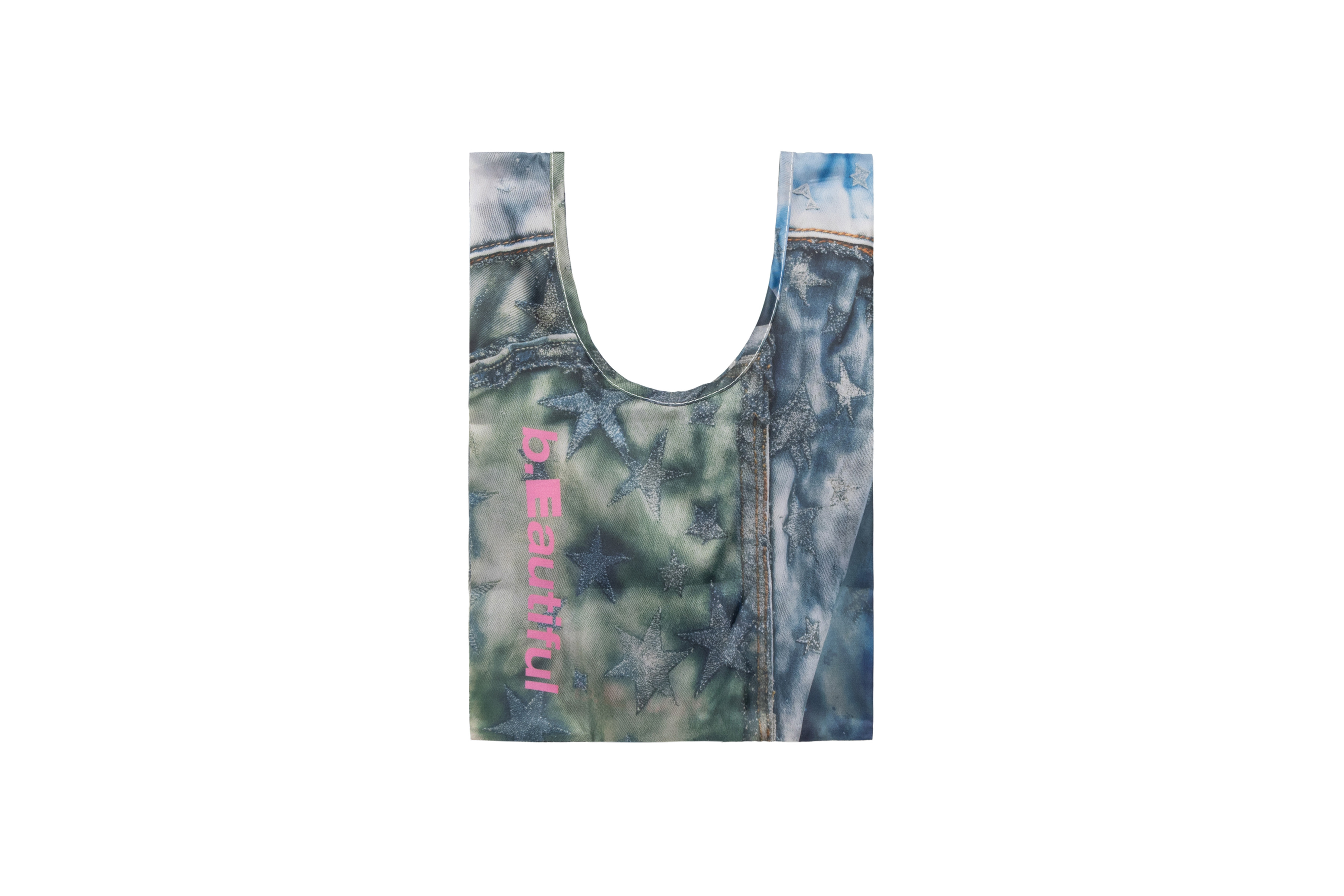 b.Eautiful "Star Denim Reusable Bag Mini" (Grey / Pink)