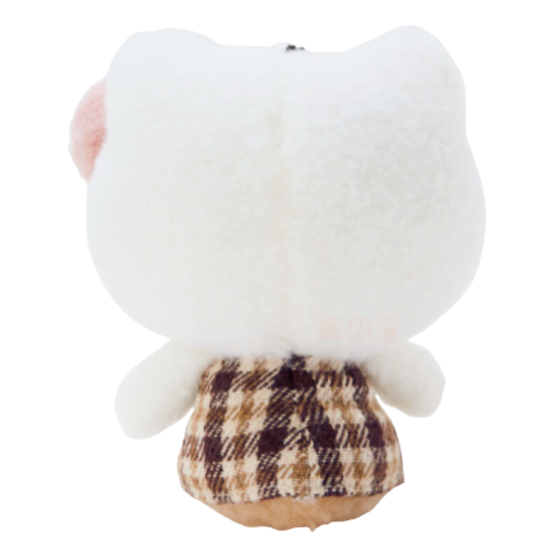 Hello Kitty 摩卡格紋款毛公仔掛飾吊飾  [平行進口]
