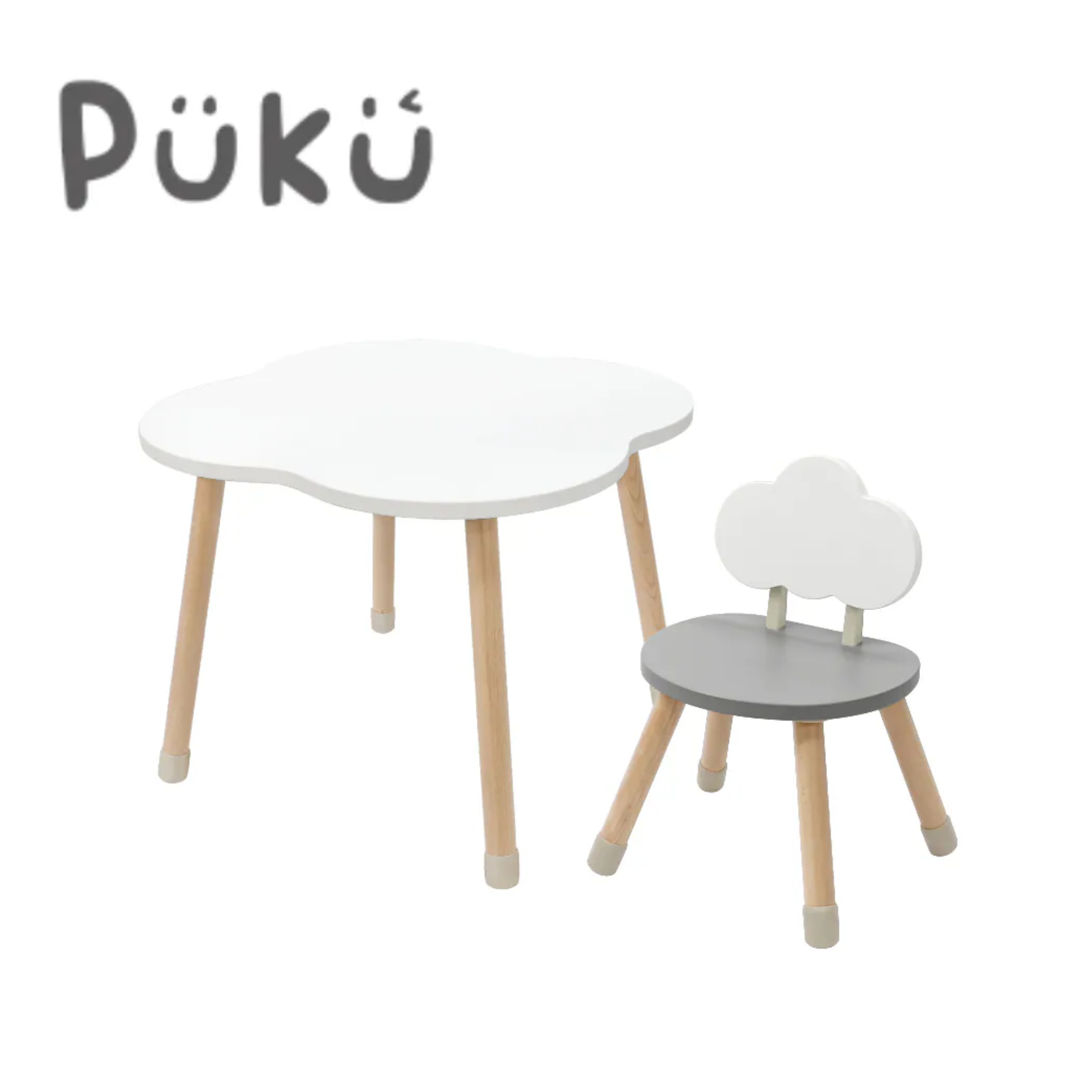 PUKU 藍色企鵝UNI有你宅實木雲朵兒童桌椅組｜俏媽咪親子生活館