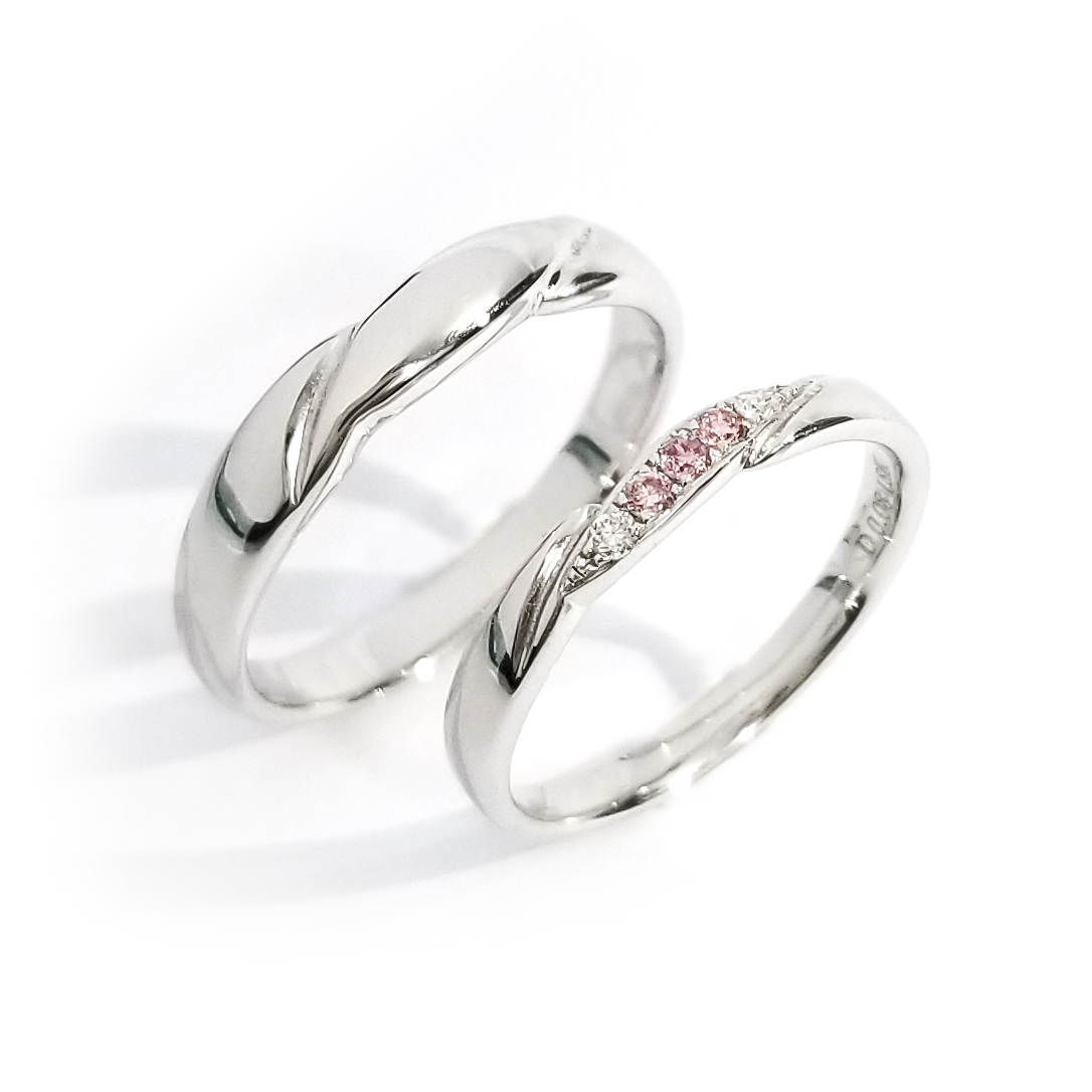18K白金天然鑽石結婚戒指