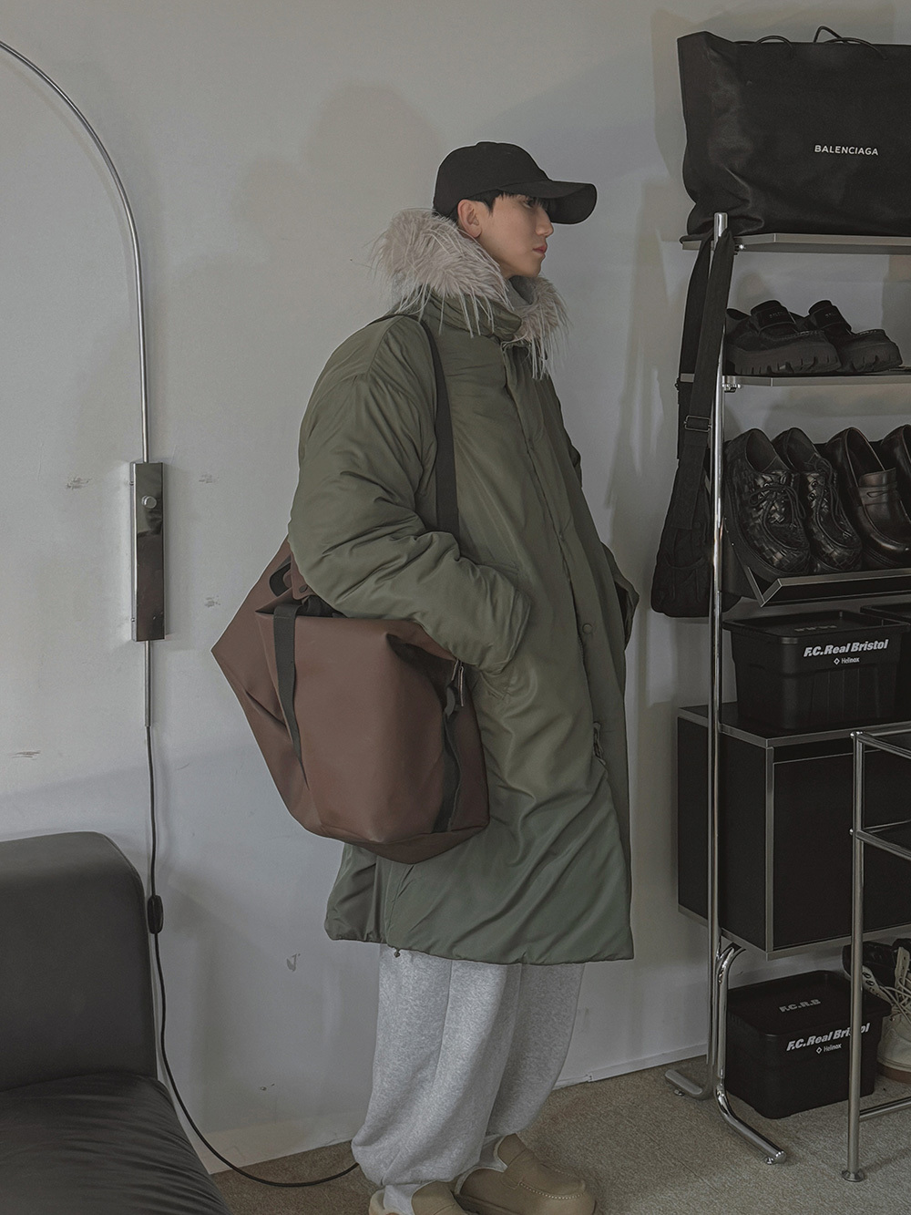 雙面絎縫長款羽絨夾克