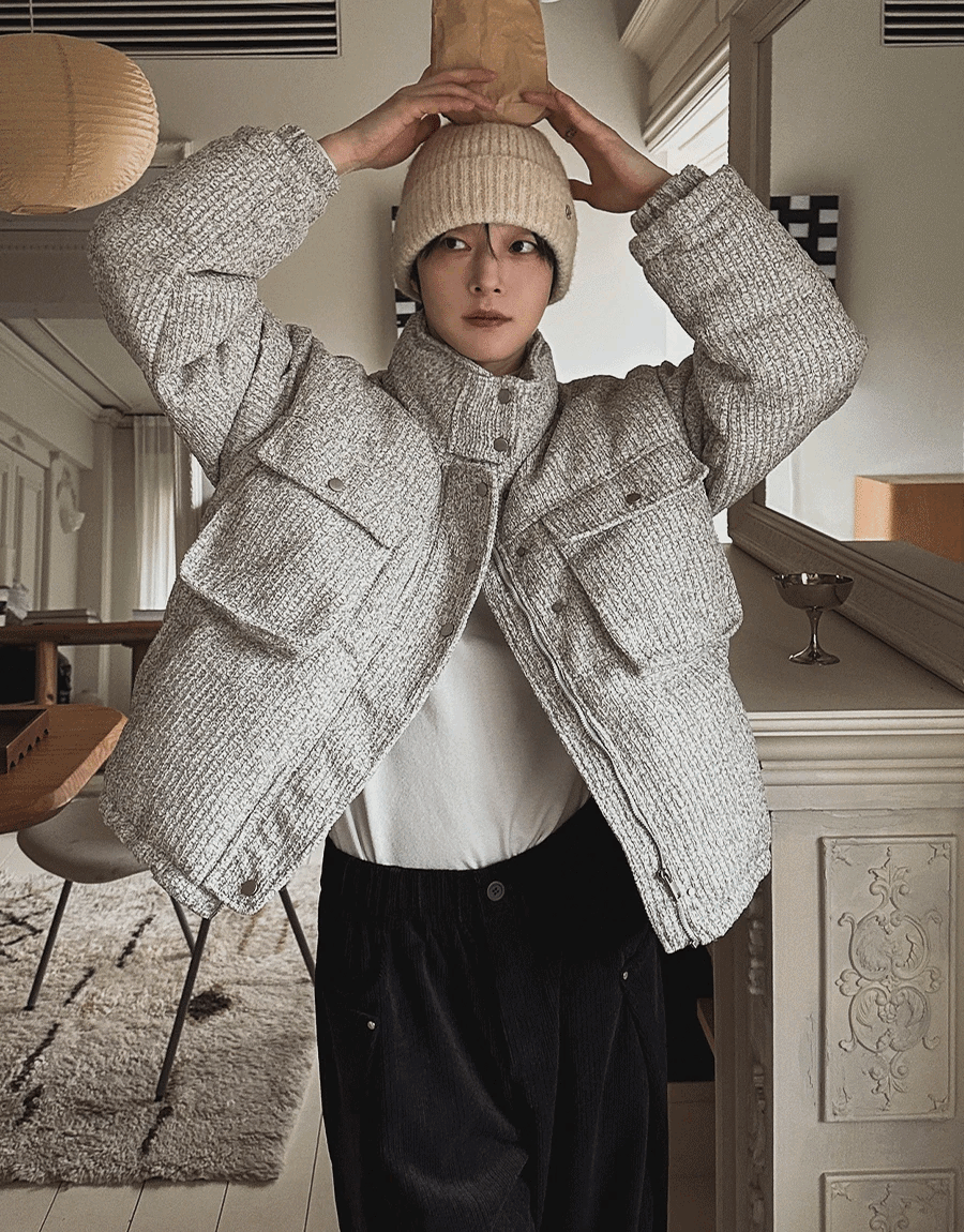 Anur 粗花呢針織羽絨外套