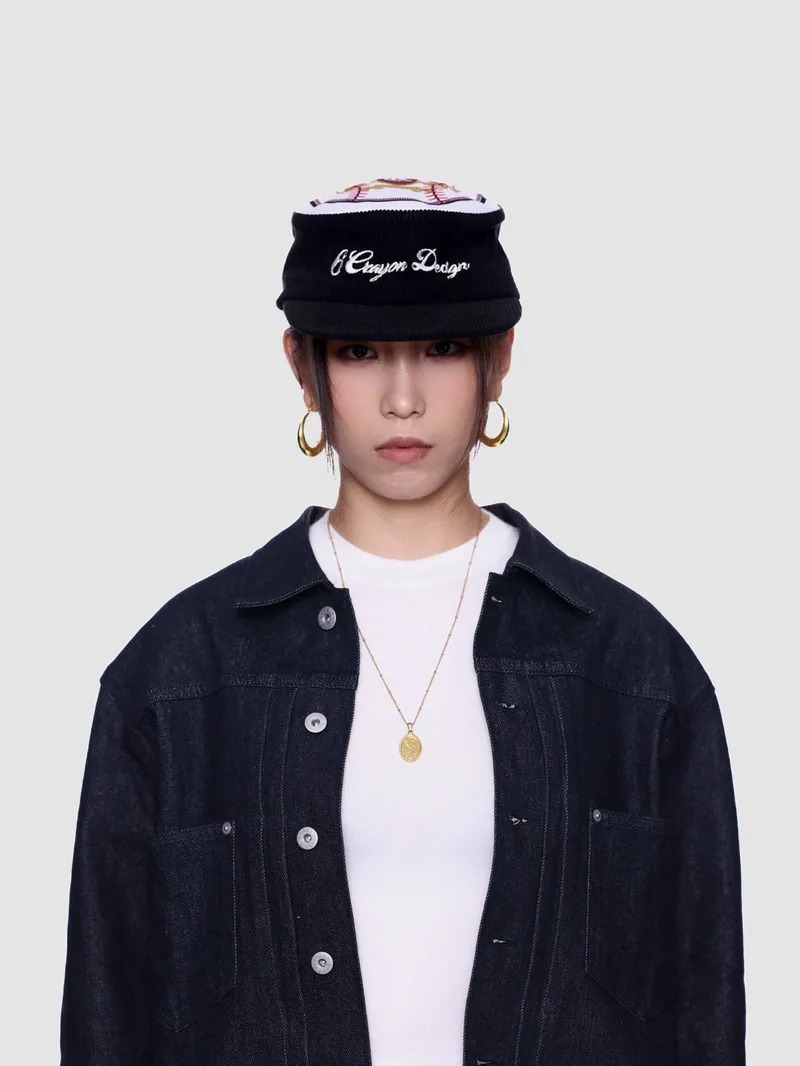 6cRAyon Washed Patchwork Pillbox Cap