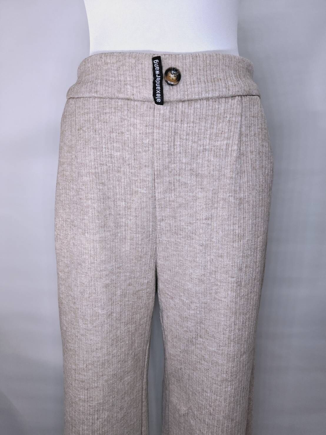 極簡坑條彈性寬鬆闊腿長褲 C92