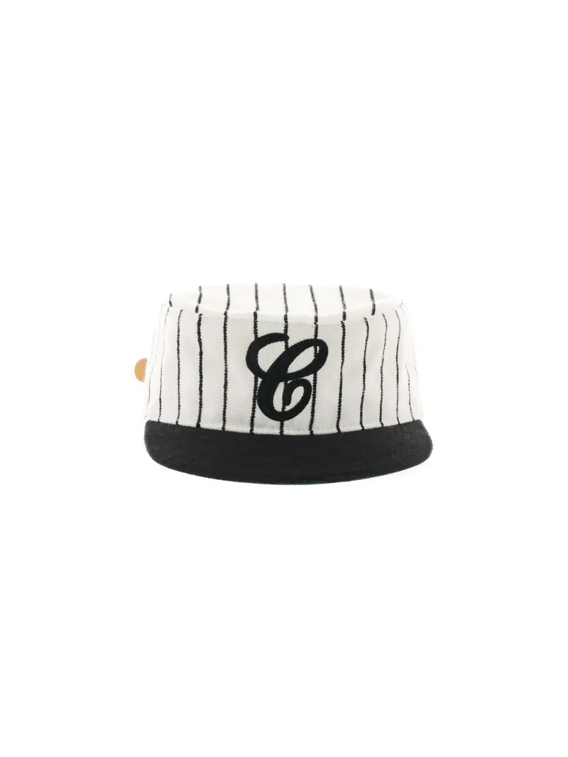 6cRAyon PILLBOX CAP-條紋黑