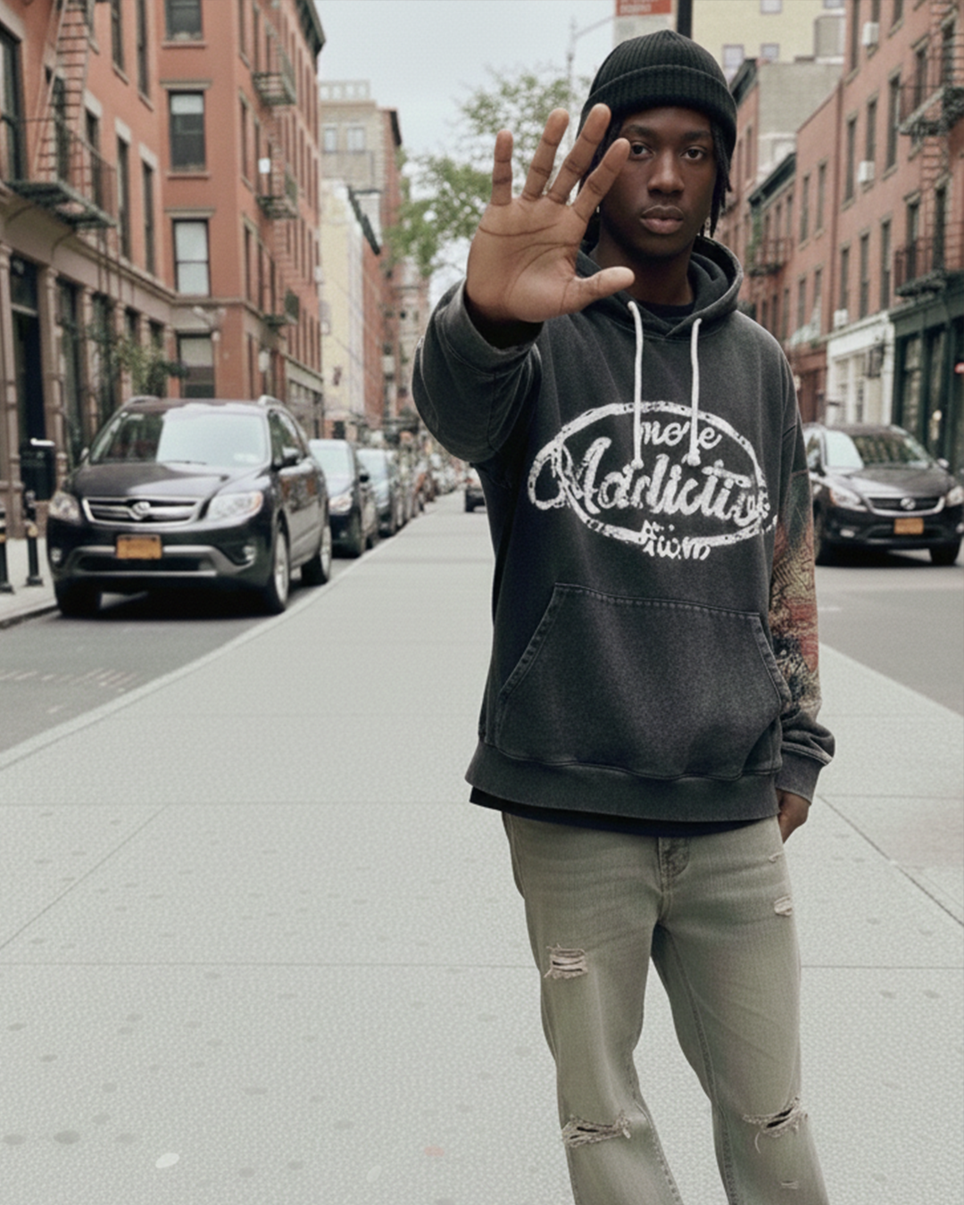 MTA｜Pattern Wash Hoodie (Black)