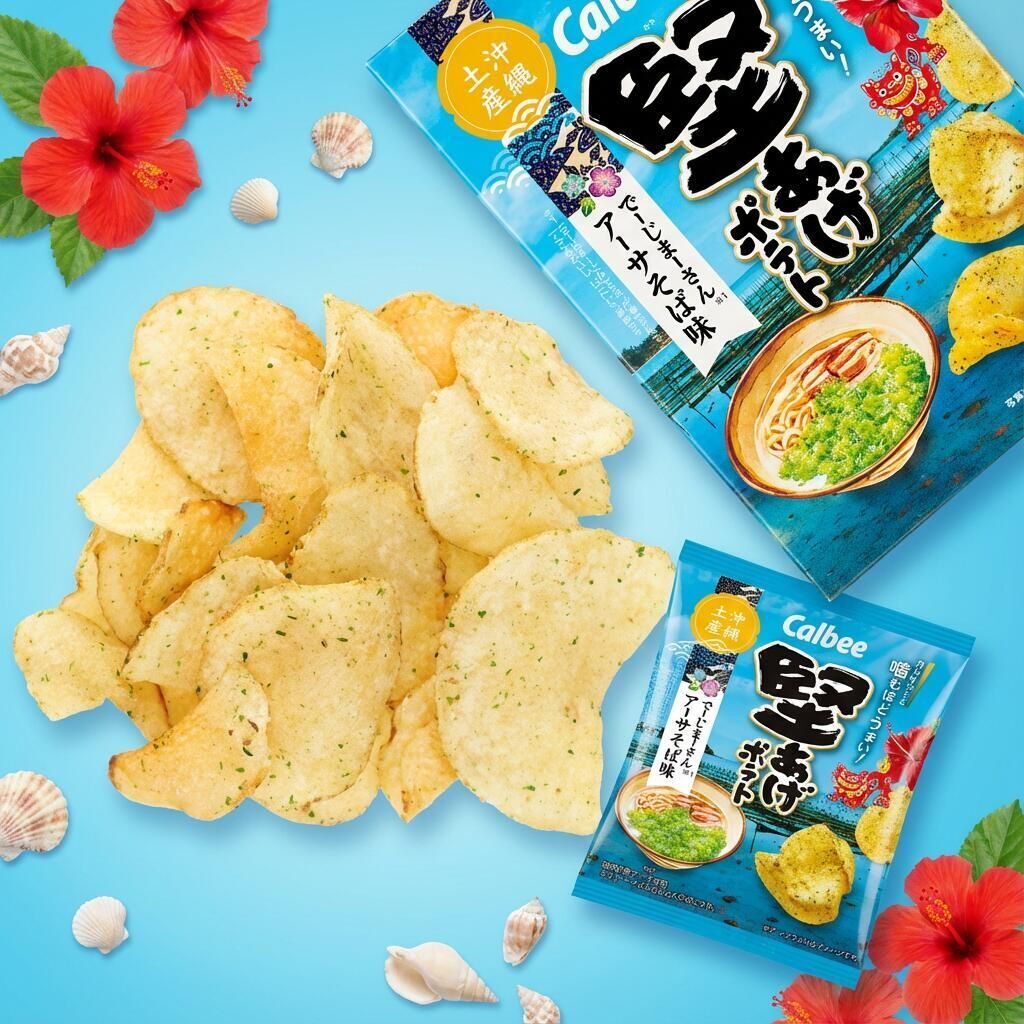 卡樂B - 沖繩限定 堅薯片 阿薩海藻蕎麥麵味禮盒 90G 到期日 2025.04.30