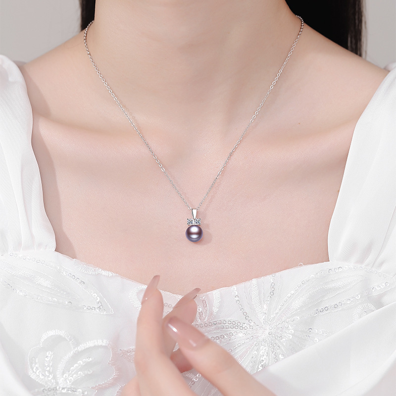 天然紫珍珠莫桑鑽吊咀       P02C028