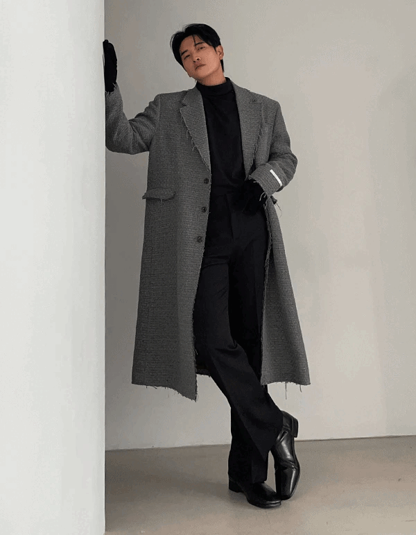 粗花呢羊毛長版小香大衣