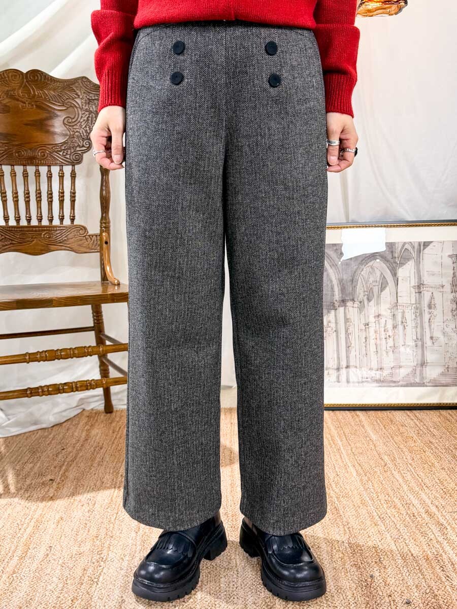 ⬇️開倉低至半價😱FINALSALE📣 後腰橡根．前釘鈕．直腳褲 (有袋)【不設退換】