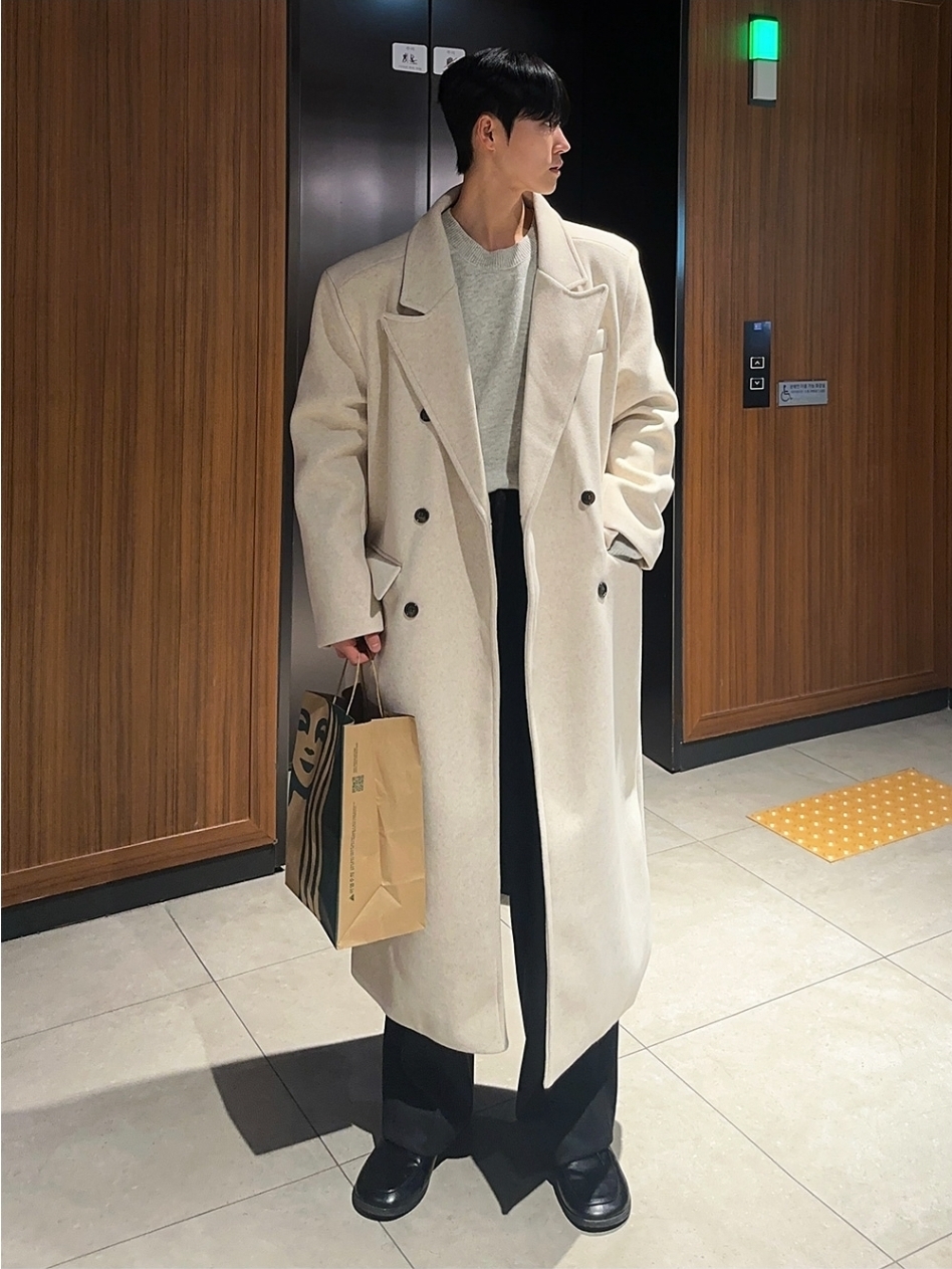 翻領雙排扣長大衣