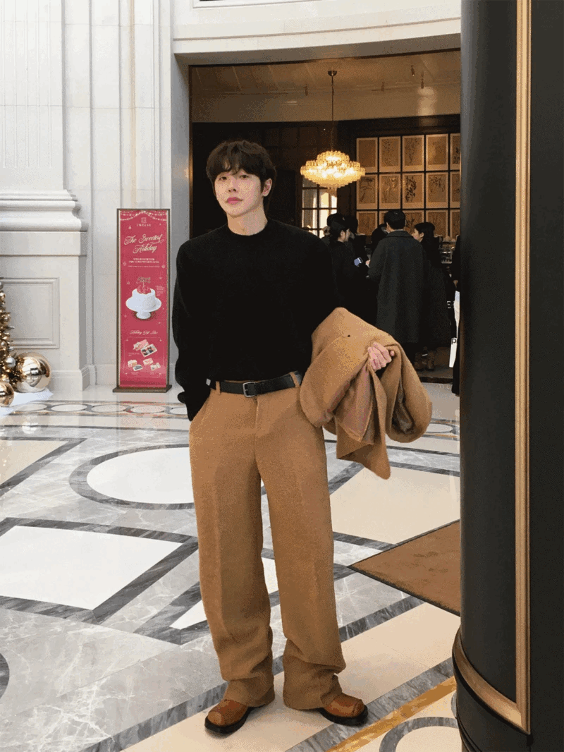 圈圈呢寬鬆羊毛西裝褲