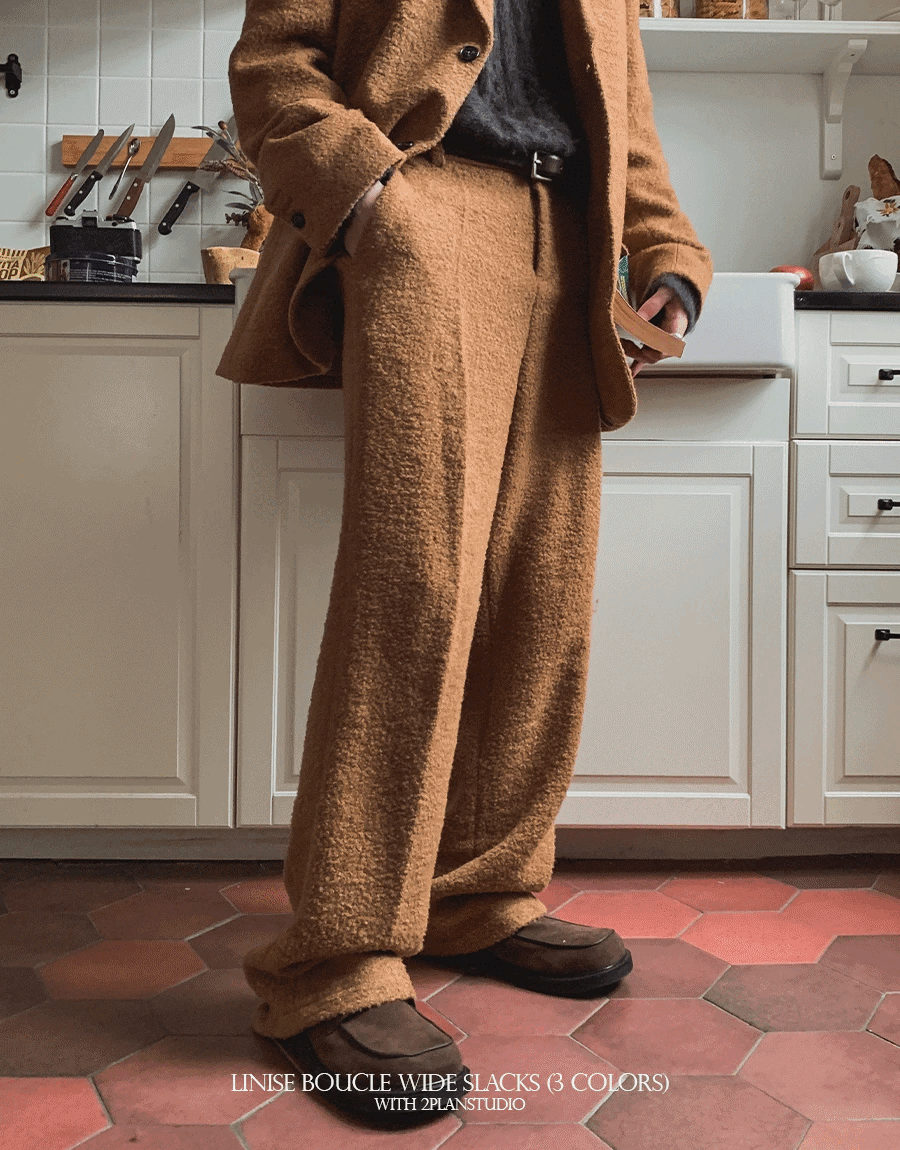 圈圈呢寬鬆羊毛西裝褲