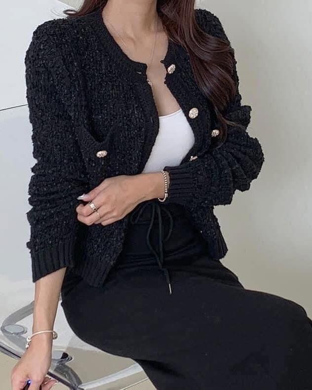 【超級美的質感金釦針織小外套】（現貨）