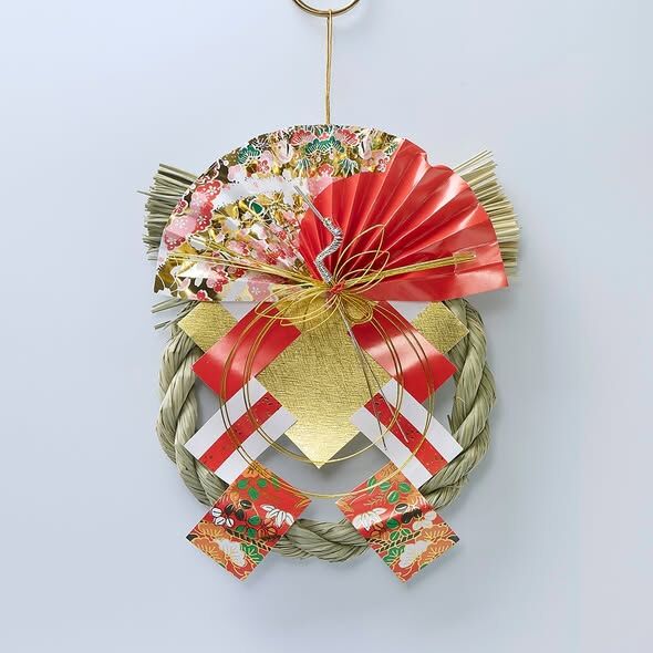 新年裝飾 注連繩 扇×鶴御幣