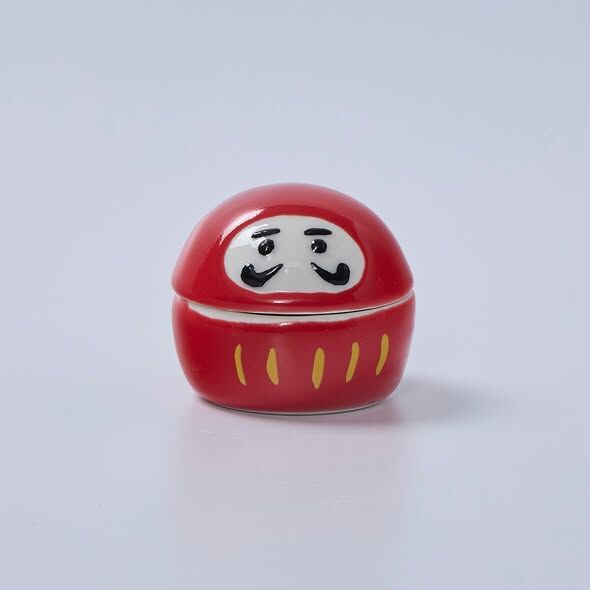 新年食器 迷你附蓋小缽 達摩 紅