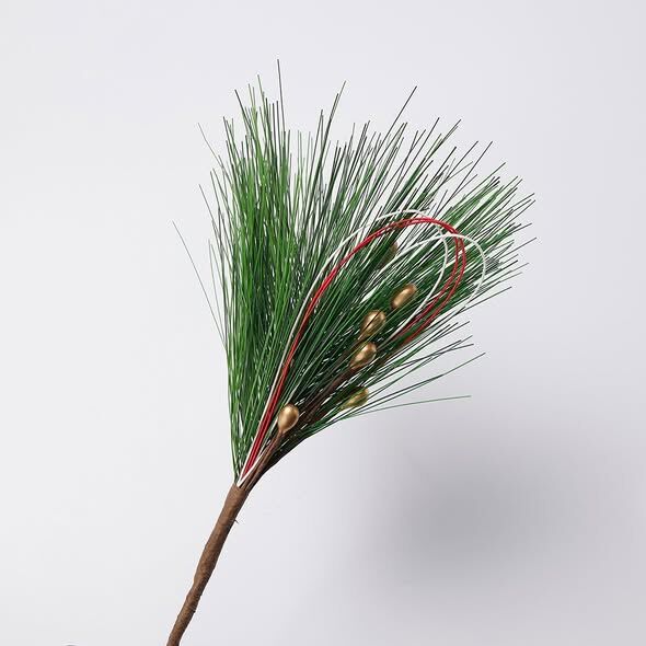 新年裝飾 仿真花 松與水引線 紅× 白