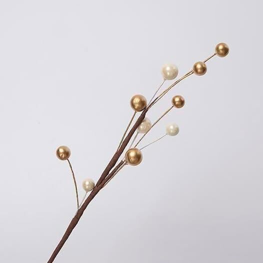 新年裝飾 仿真花 珠珠×果實 紅