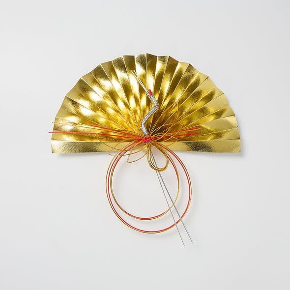 新年裝飾 裝飾扇 鶴 金