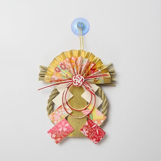 新年裝飾 注連繩迷你吊飾 小扇與水引花