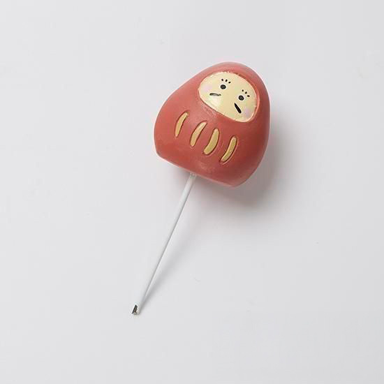 新年裝飾 樹酯擺飾造型叉 達摩 紅